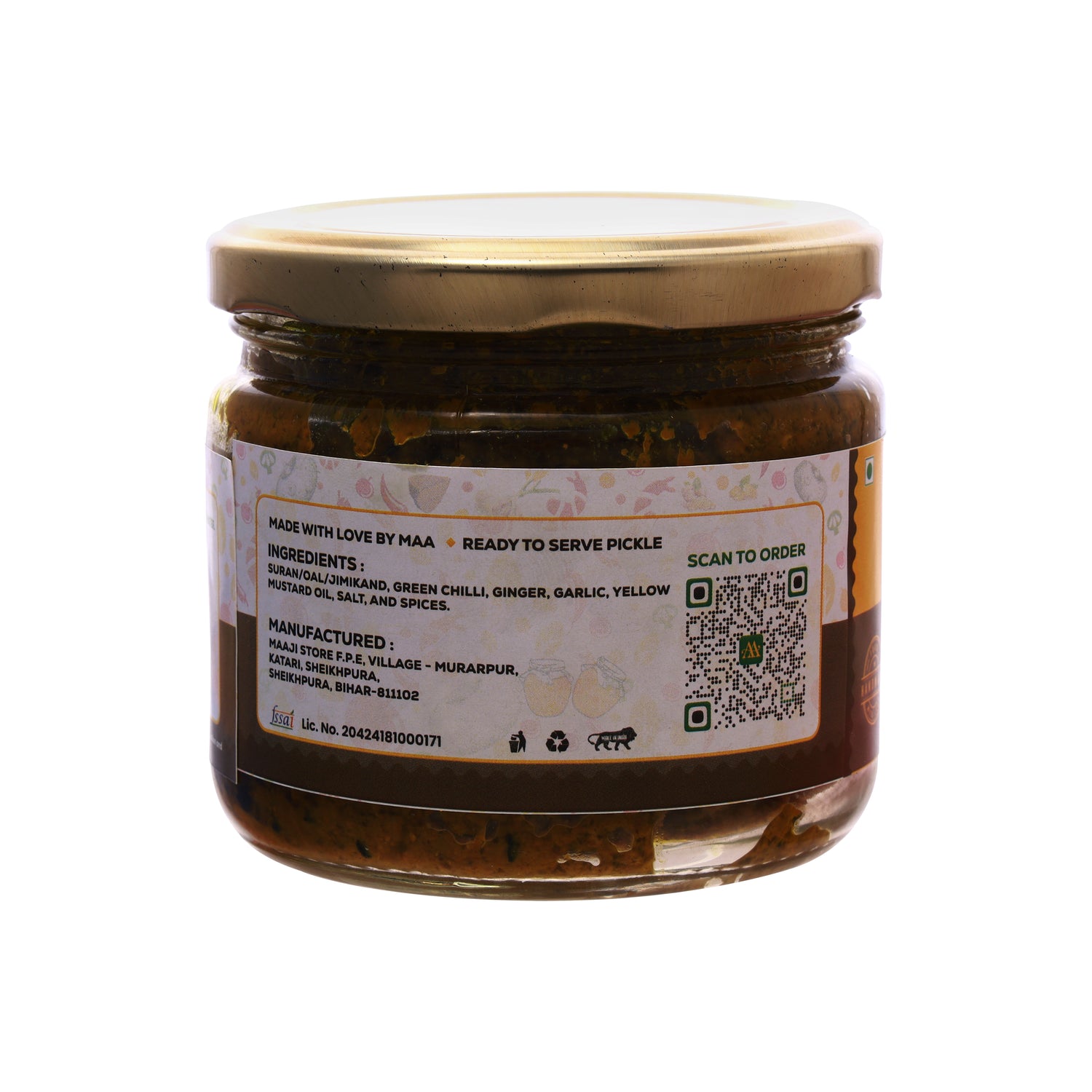 Oal Ginger Green Chili Mix Pickle | ओल बरोबरा | Grated (कद्दूकश) Oal (Suran/Jimikand) Pickle